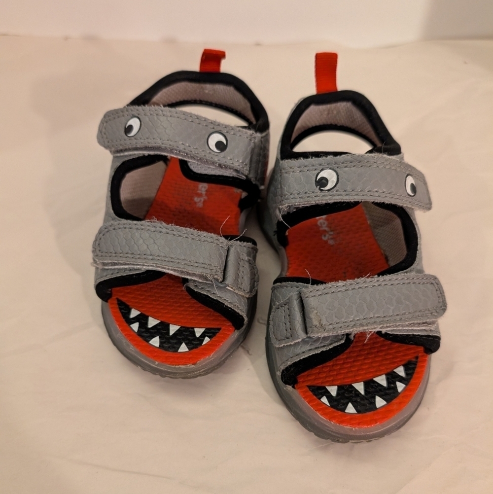 Carter's Toddler Boy Gray and Red Shark Sandals in Size 7